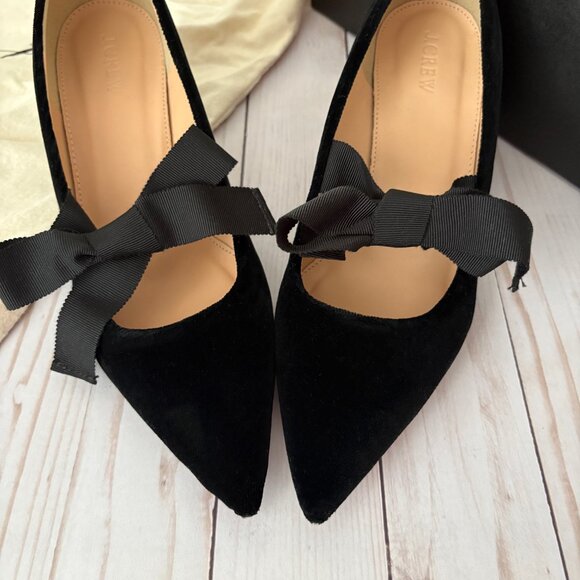 J.Crew Avery Velvet Pumps with Bow, sz 8 - Picture 2 of 12
